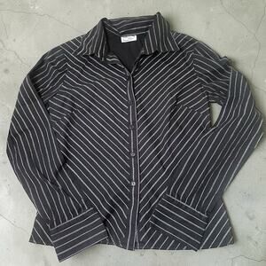 Vintage Y2K Weathervane Pink White Pinstripe Fitted Button Up Shirt Juniors XL